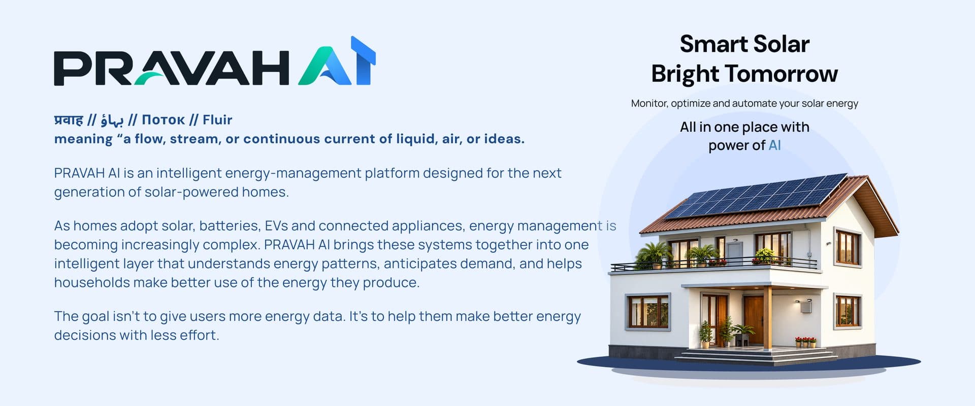 About PRAVAH AI: an intelligent energy-management platform for solar-powered homes
